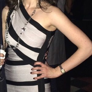 Grey and black one shoulder Herve leger size S